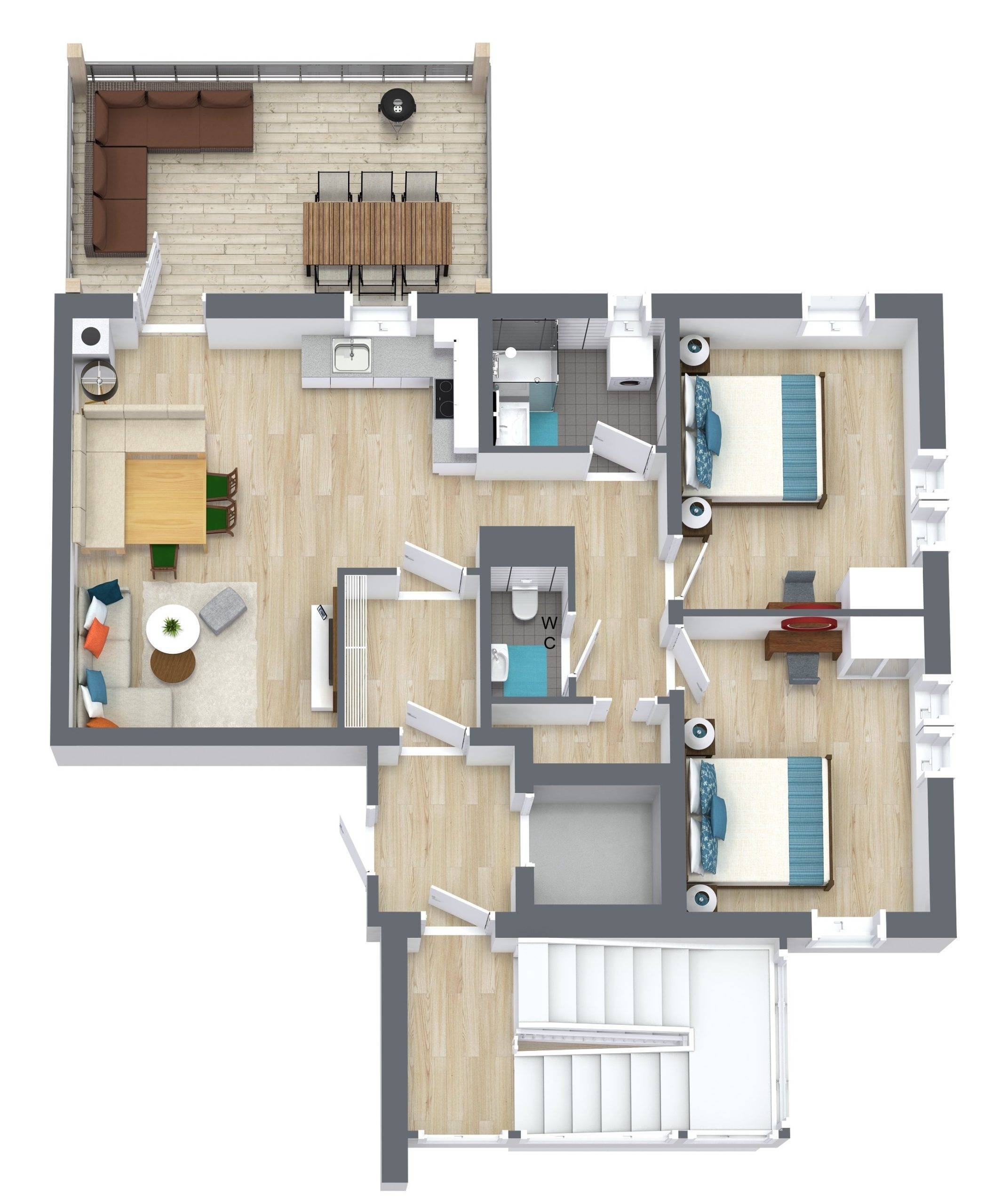 Floor plan holiday apartment Poacher